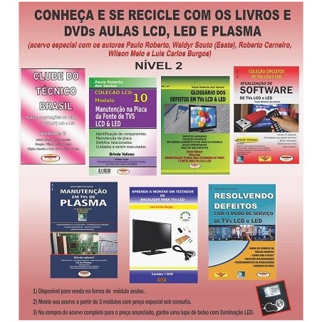Livros e DVDs aulas para TVs LCD, LED e Plasma. Nível 2