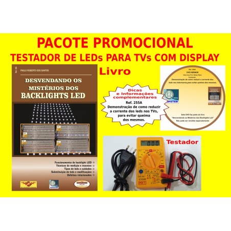 testador de leds para tv led com display e livro com  dvd aula