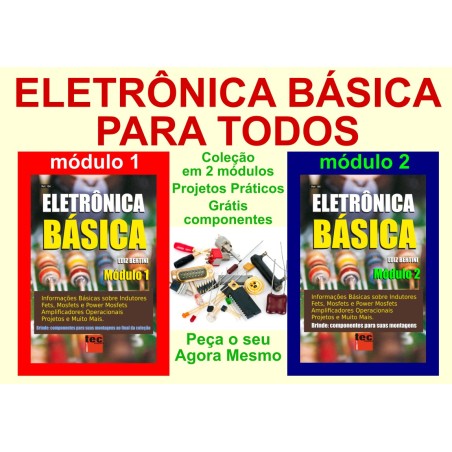 Informações teóricas e práticas sobre Eletrônica Básica em 02 módulos.