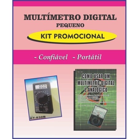 Multímetro Digital Pequeno e Livro Como Usar um Multímetro Digital e Analógico.
