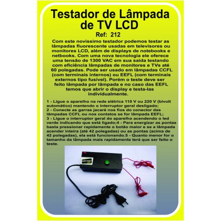 Testador de lâmpada CCFL de tv lcd