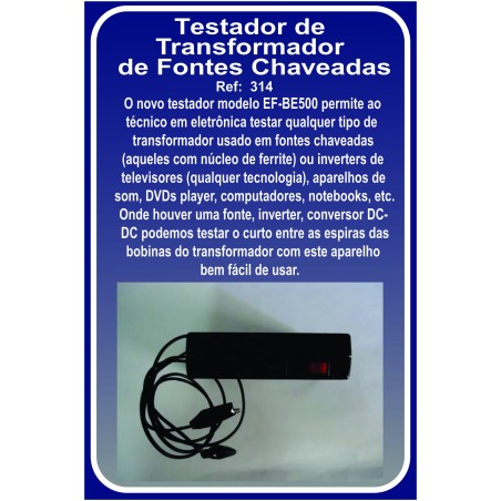 Testador para transformador de fonte de televisão